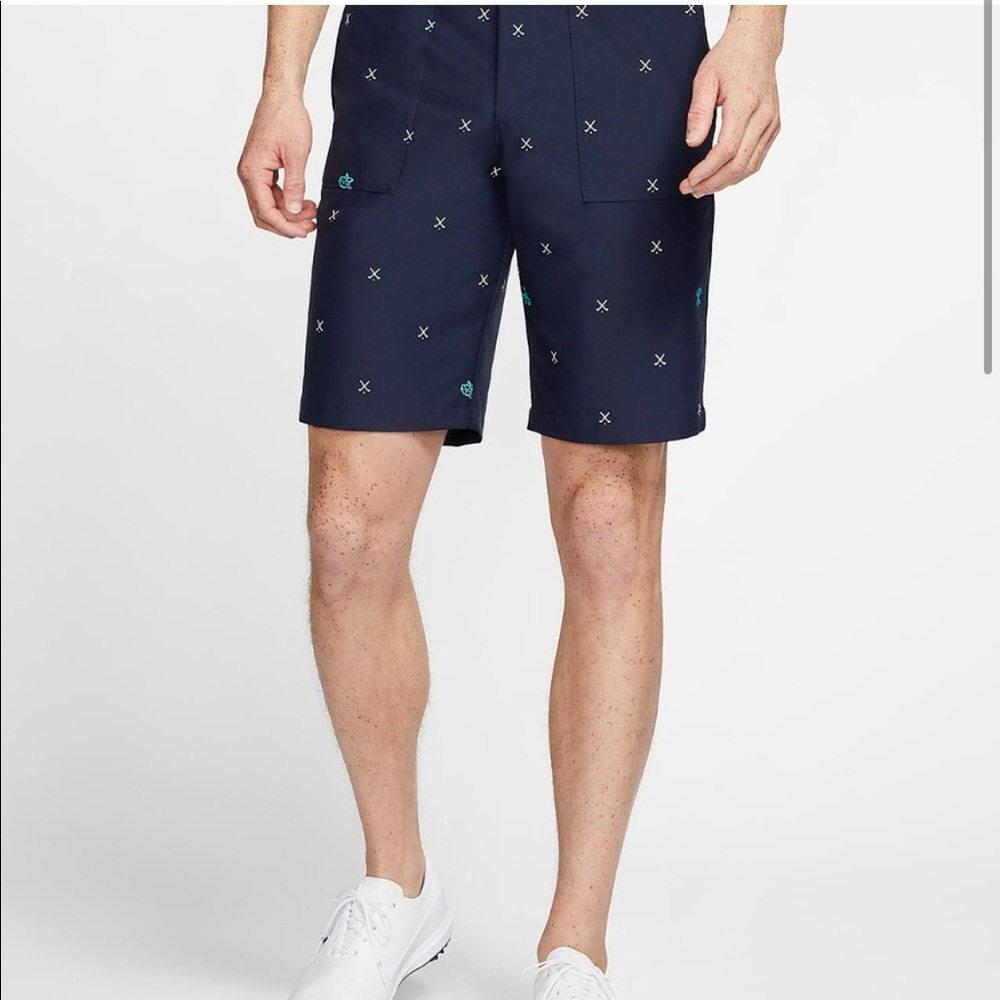 HP✨ NWOT Nike Flex Golf Shorts Navy Blue Charms Belted - Picture 4 of 13